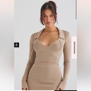 house of cb marianne camel knit top